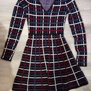 BCBGeneration Multicolor Plaid Long Sleeve Dress